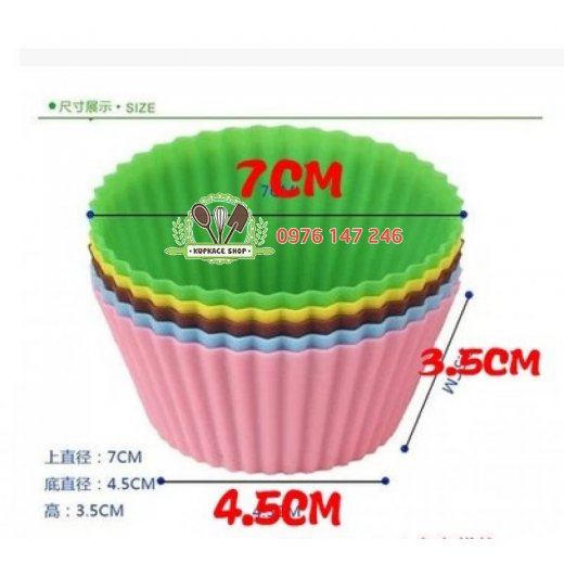 Set 5 cái Khuôn silicon rời cupcake tròn 7cm