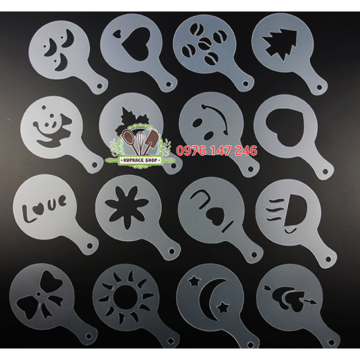 Stencil rắc bánh 16 họa tiết Stencil rắc bánh 16 họa tiết