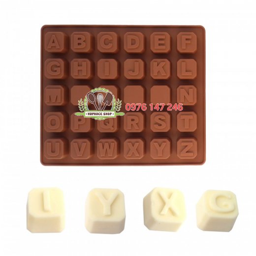 Khuôn silicon 26 chữ cái + 4 ô trống Khuôn silicon 26 chữ cái + 4 ô trống
