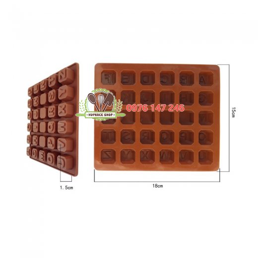 Khuôn silicon 26 chữ cái + 4 ô trống Khuôn silicon 26 chữ cái + 4 ô trống