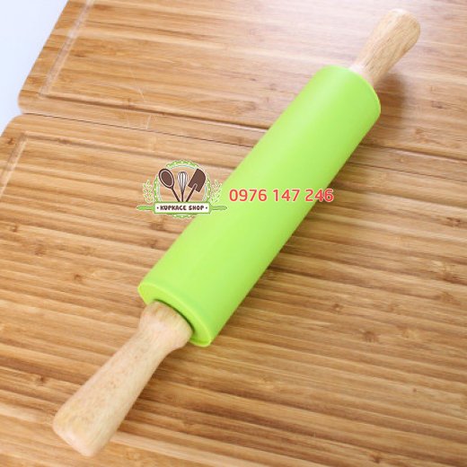 Cây cán bột silicon lăn tay gỗ lớn