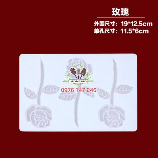 Khuôn silicon mỏng decor 3 cây bông hồng Khuôn silicon mỏng decor 3 cây bông hồng