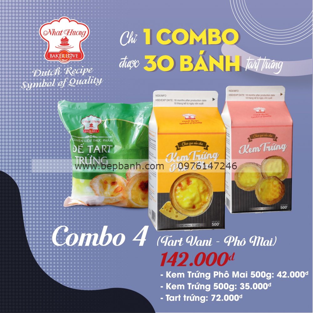 Combo làm bánh Tart trứng 2 vị