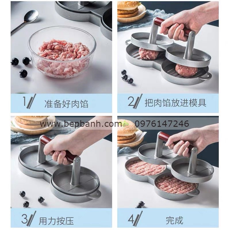 Dụng cụ ép thịt miếng Hamburger ĐÔI Dụng cụ ép thịt miếng Hamburger ĐÔI