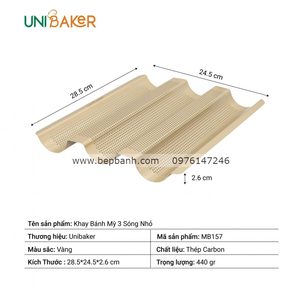 Khuôn bánh mì 3 rãnh Uni MB157 Khuôn bánh mì 3 rãnh Uni MB157
