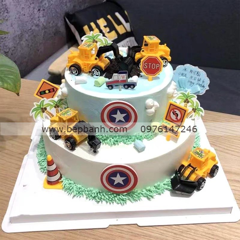 Trang trí bánh kem - 6 xe múc vàng