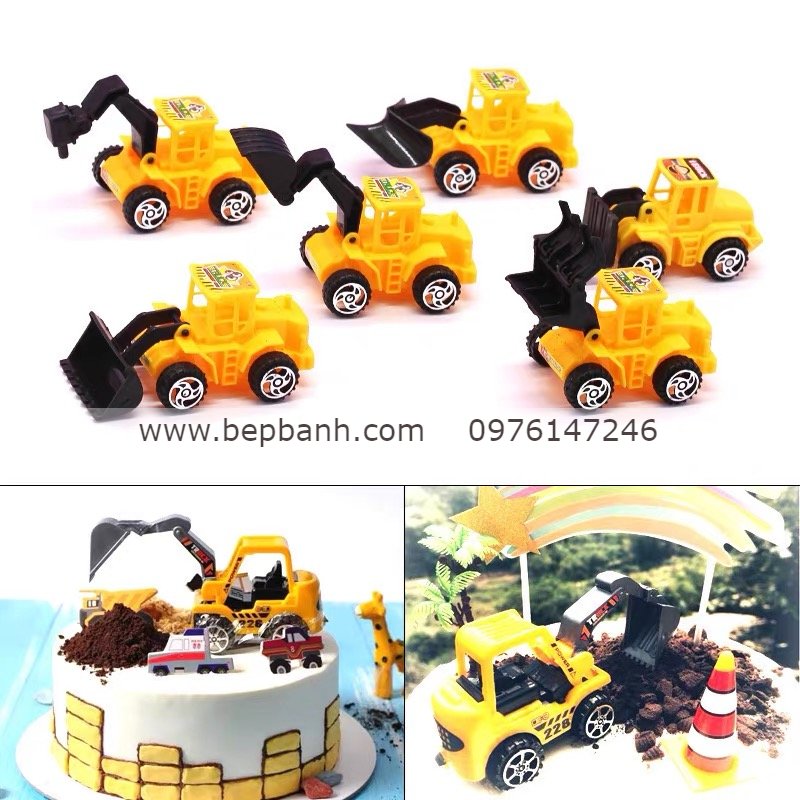Trang trí bánh kem - 6 xe múc vàng