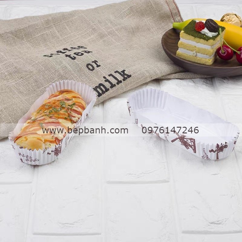 Chén giấy lót chữ nhật đựng bánh /300 cái