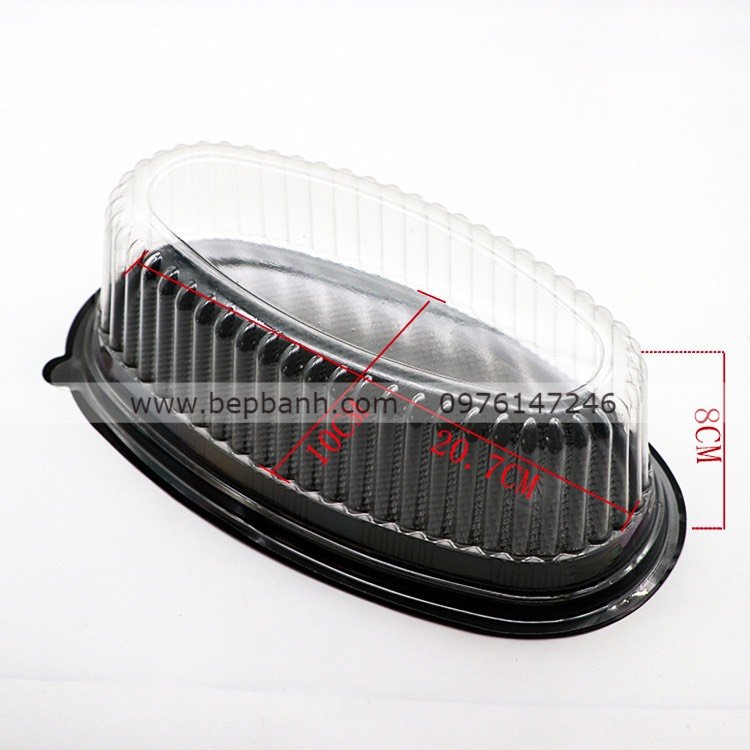 Hộp nhựa đậy oval đế đen F70