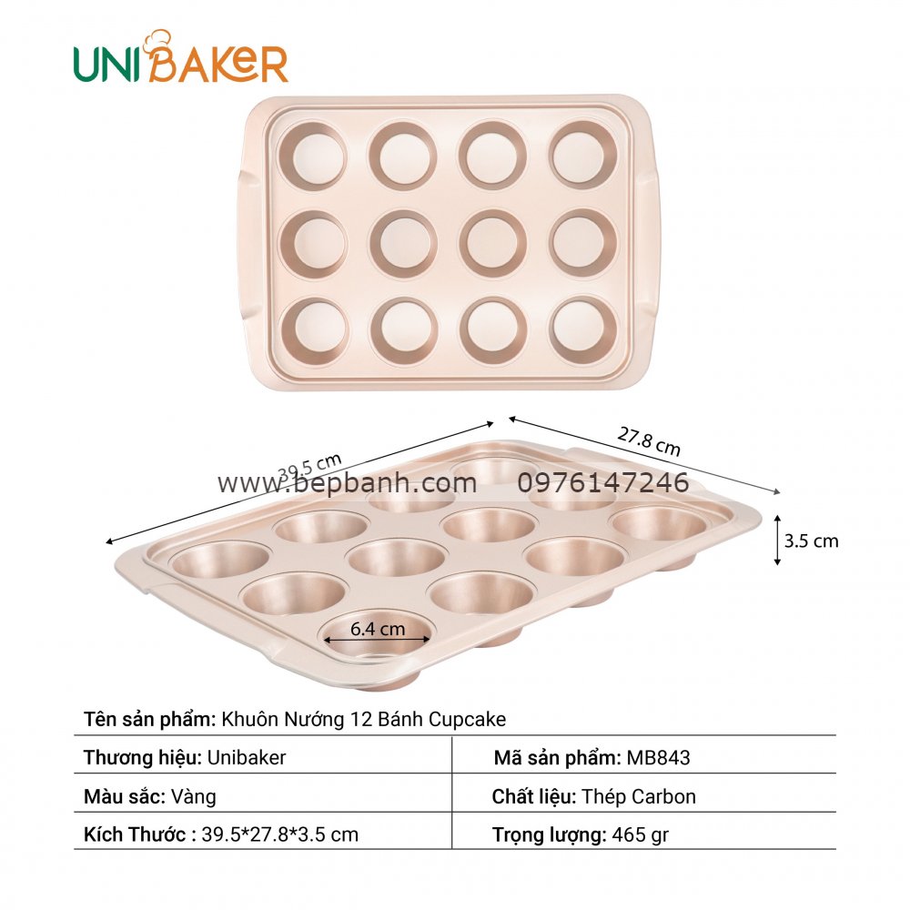Khuôn cupcake 12 lỗ Uni MB843 Khuôn cupcake 12 lỗ Uni MB843
