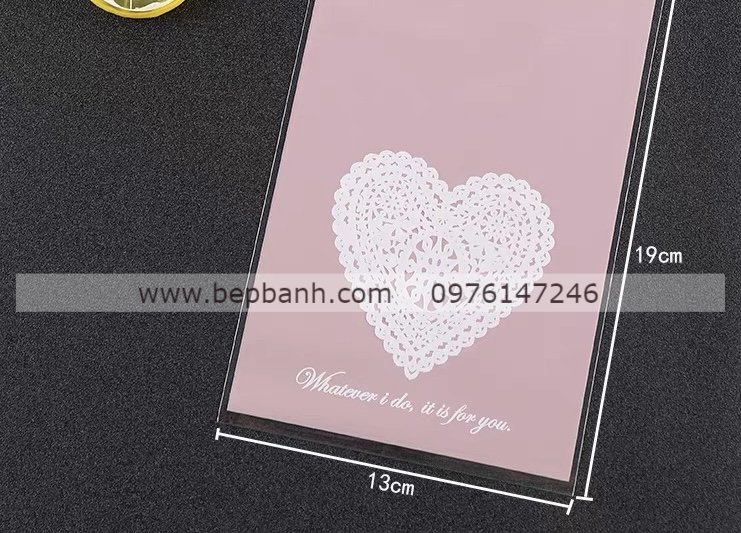 Set 100 túi cột tim hồng 13x19 Set 100 túi cột tim hồng 13x19