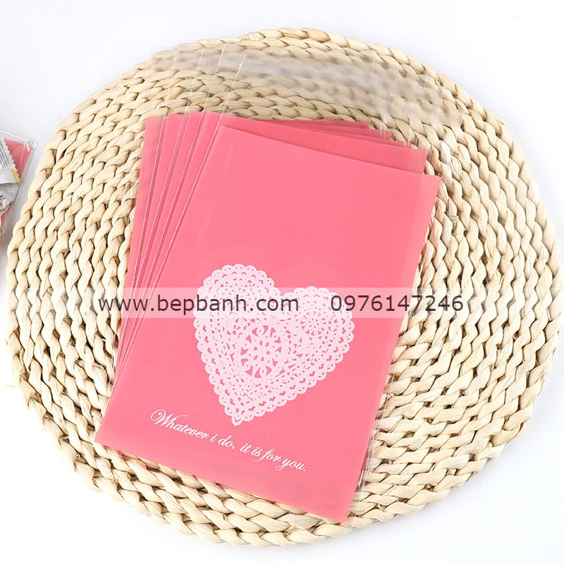 Set 100 túi cột tim hồng 13x19 Set 100 túi cột tim hồng 13x19