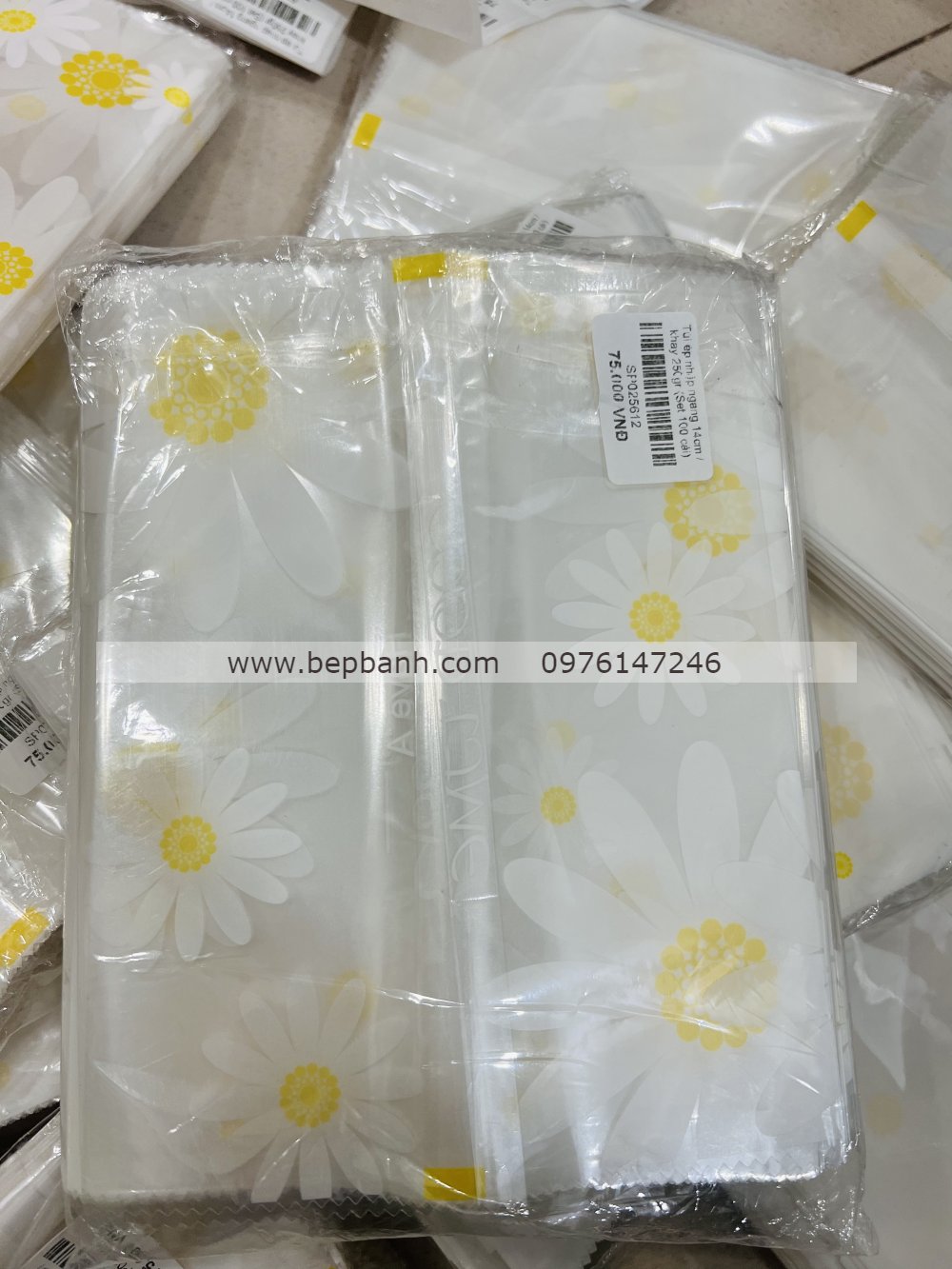 Túi ép nhập ngang 14cm / khay 250gr 