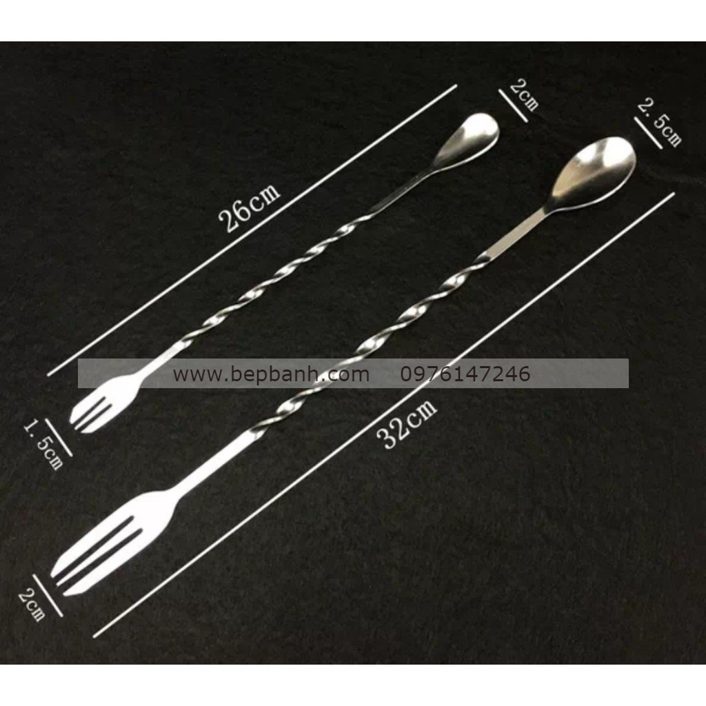 Bộ 2 muỗng khuấy inox pha chế Bộ 2 muỗng khuấy inox pha chế