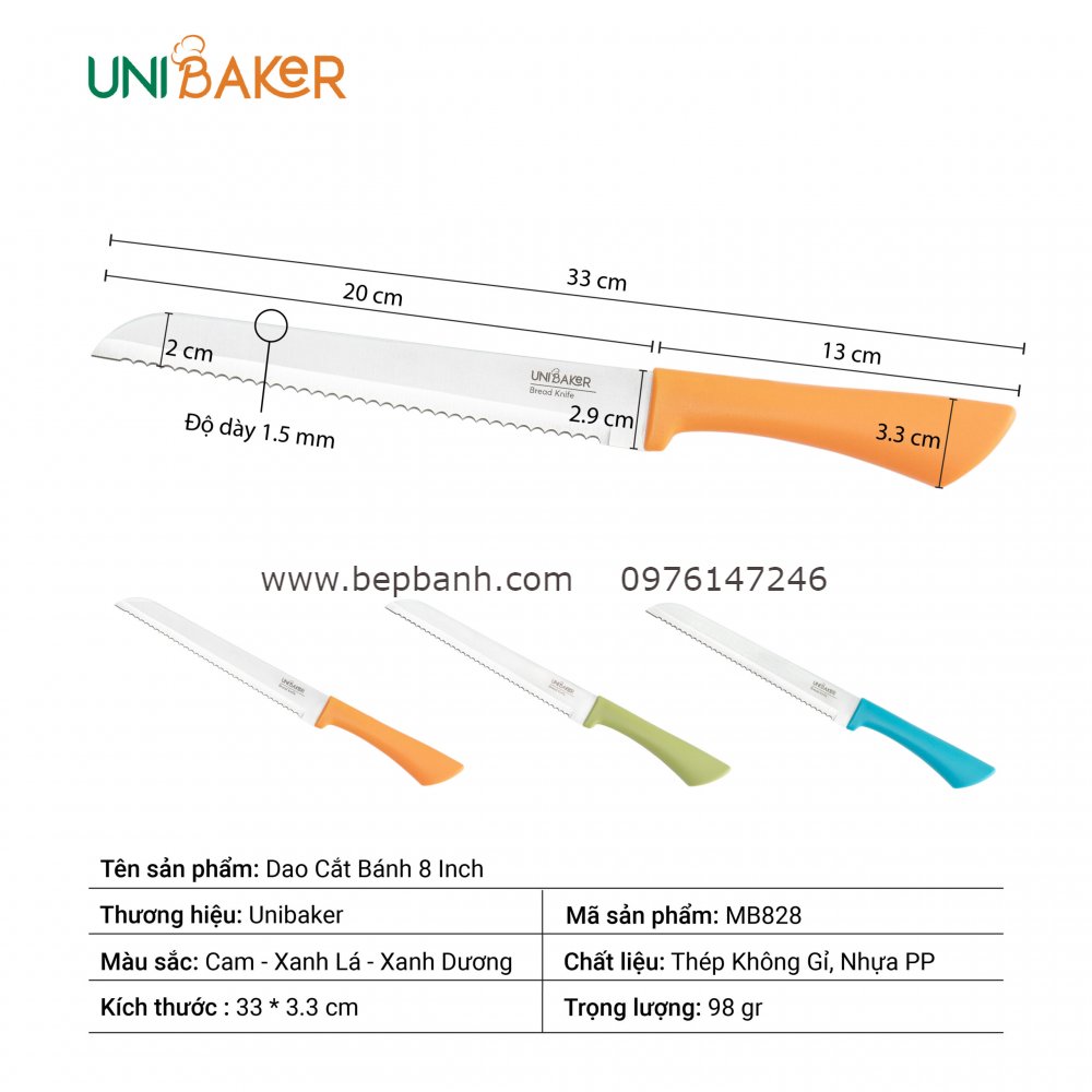 Dao Cắt Bánh 8 Inch Unibaker MB828 Dao Cắt Bánh 8 Inch Unibaker MB828