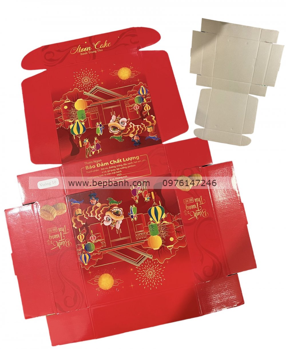 Hộp giấy trung thu 4 bánh dày 200-250g quai xách Hộp giấy trung thu 4 bánh dày 200-250g quai xách