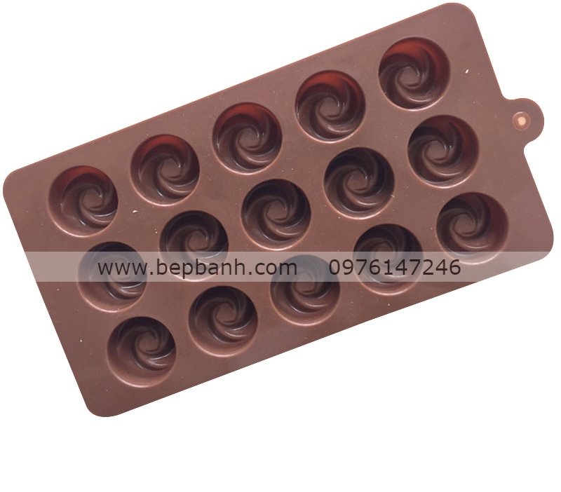 Khuôn silicon vỉ 15 tròn xoáy