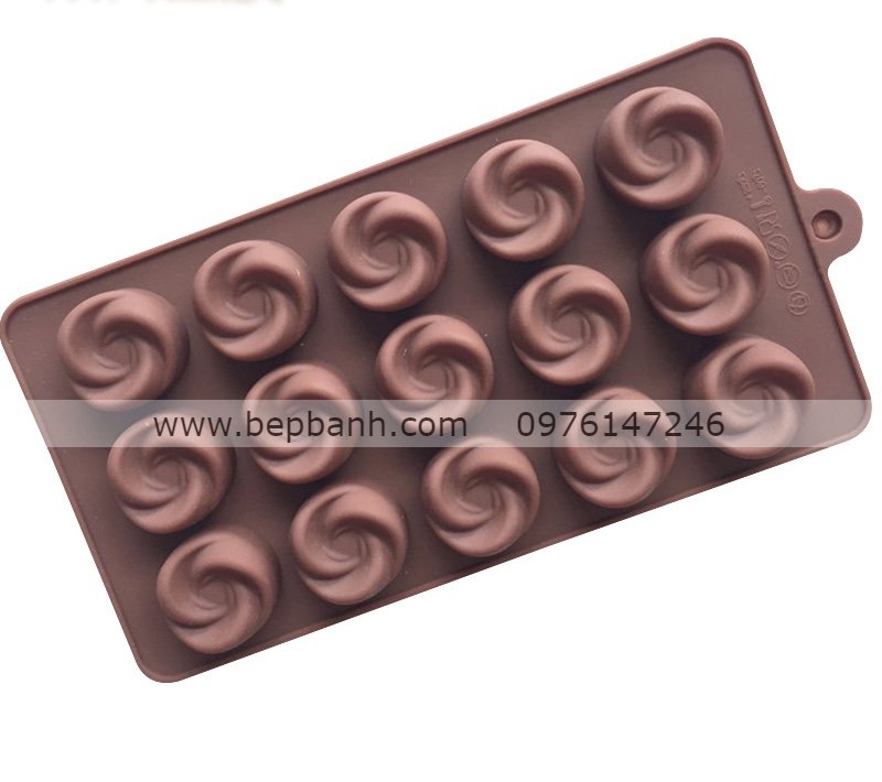 Khuôn silicon vỉ 15 tròn xoáy