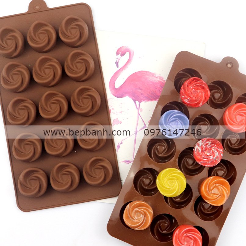 Khuôn silicon vỉ 15 tròn xoáy