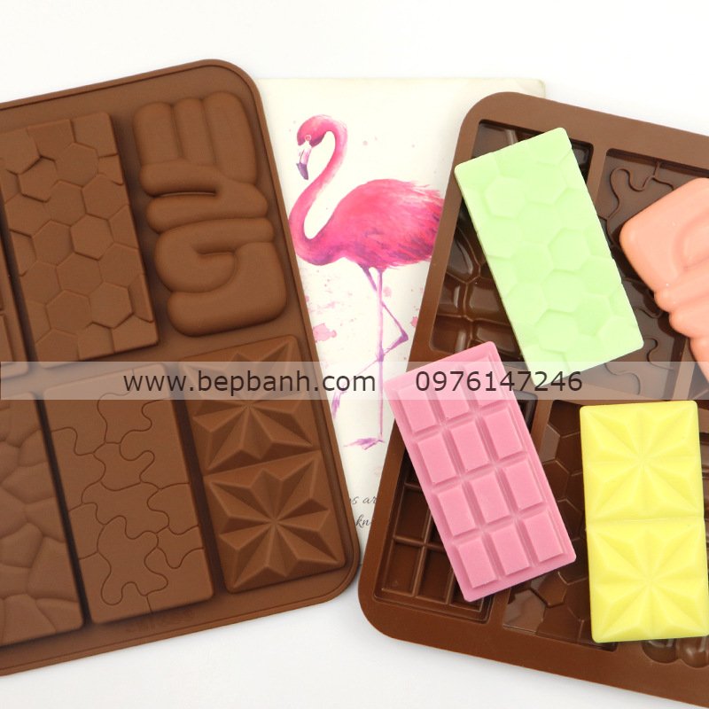 Khuôn silicon vỉ 6 miếng chocolate Khuôn silicon vỉ 6 miếng chocolate