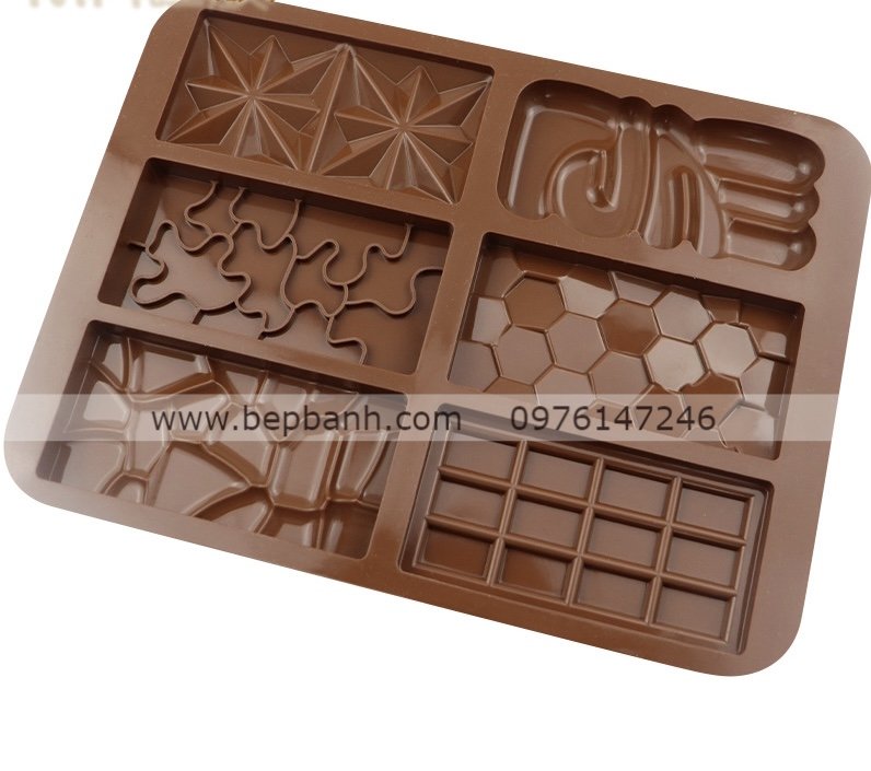 Khuôn silicon vỉ 6 miếng chocolate Khuôn silicon vỉ 6 miếng chocolate