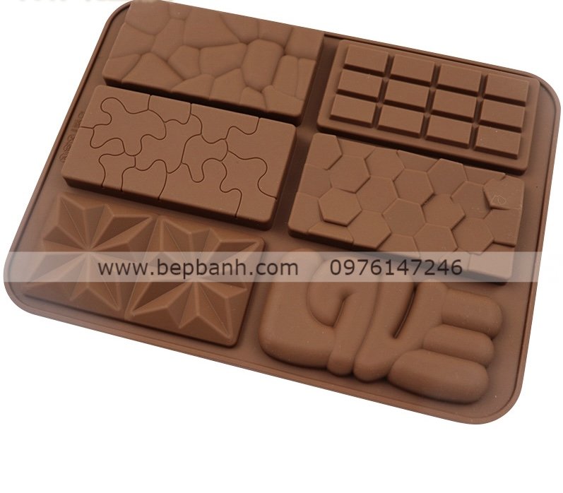 Khuôn silicon vỉ 6 miếng chocolate Khuôn silicon vỉ 6 miếng chocolate