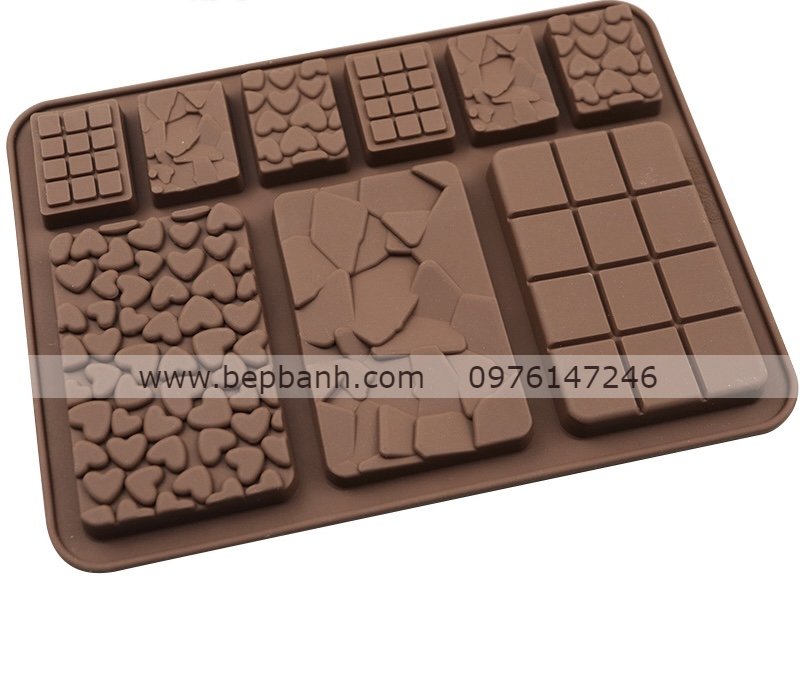 Khuôn silicon vỉ 9 miếng chocolate Khuôn silicon vỉ 9 miếng chocolate