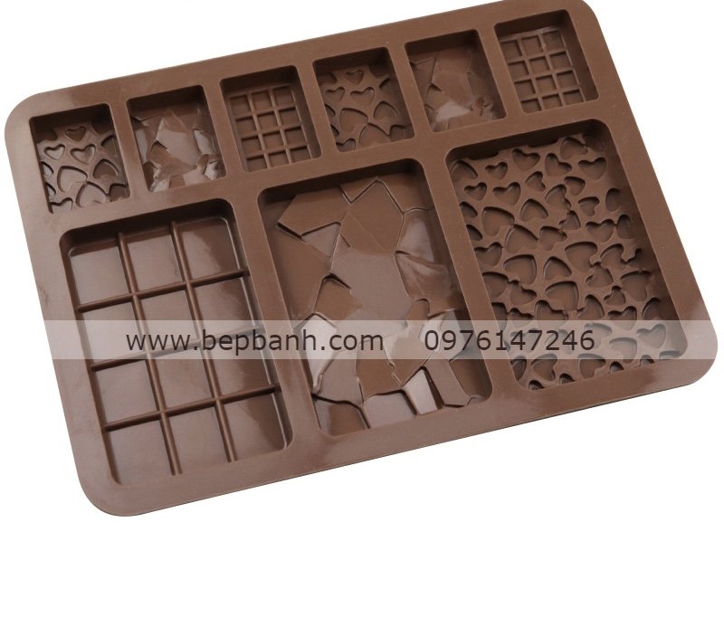 Khuôn silicon vỉ 9 miếng chocolate Khuôn silicon vỉ 9 miếng chocolate