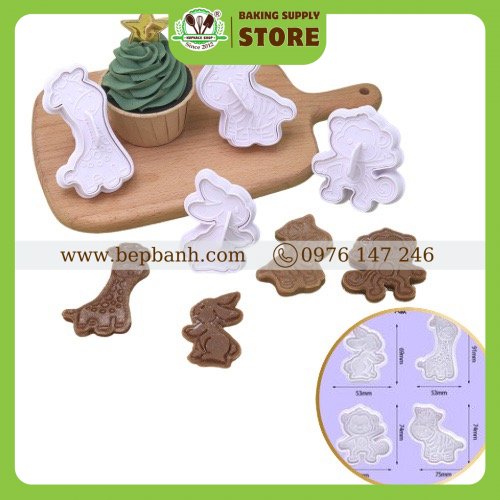 Bộ 4 nhấn nhựa bánh quy hồng Thú Khỉ ngựa Bộ 4 nhấn nhựa bánh quy hồng Thú Khỉ ngựa