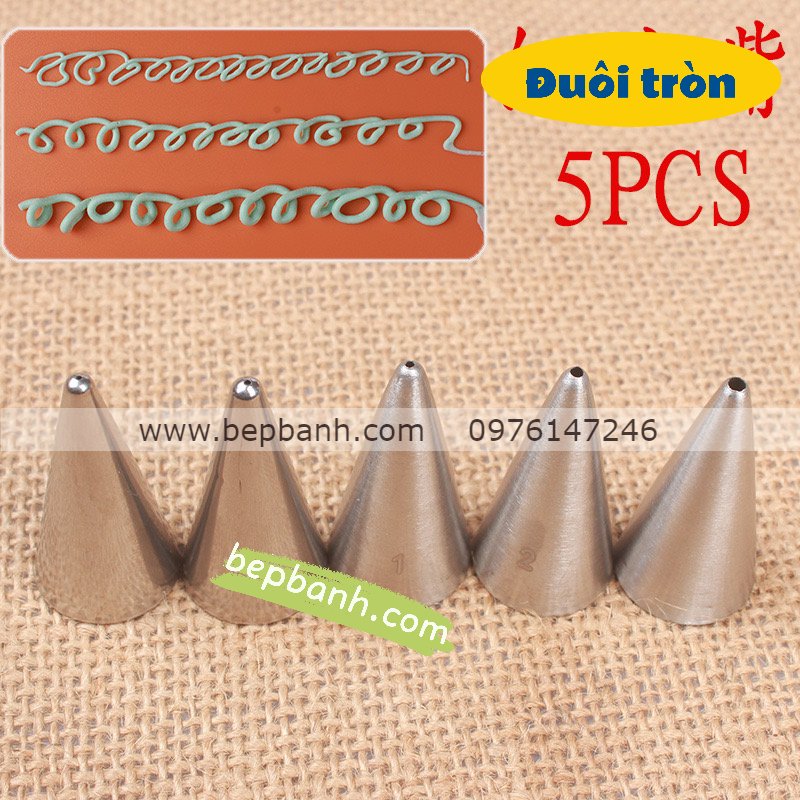 Bộ 5 đuôi bắt kem tròn đủ cỡ Bộ 5 đuôi bắt kem tròn đủ cỡ