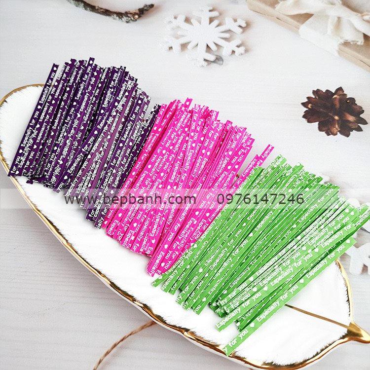 Dây cột túi có chữ 9cm /100 Dây cột túi có chữ 9cm /100