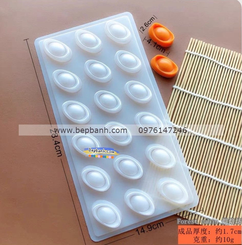 Khuôn nhựa rau câu 18 thỏi vàng nhí Khuôn nhựa rau câu 18 thỏi vàng nhí
