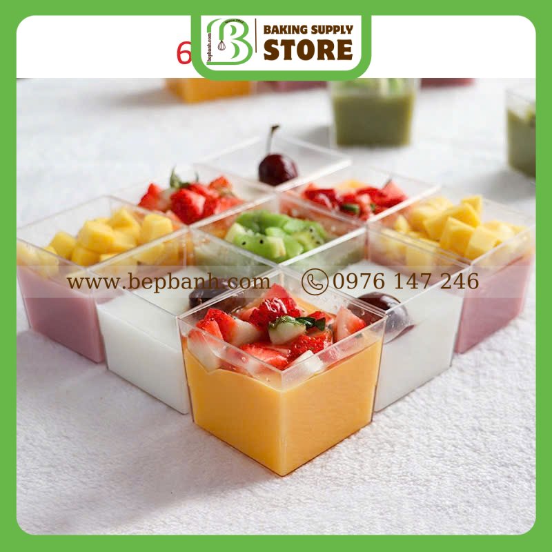 Ly nhựa mousse kèm nắp mẫu vuông 6055