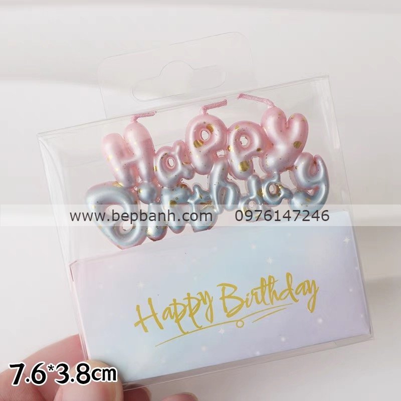 Nến Happy Birthday Xanh Hồng Nến Happy Birthday Xanh Hồng