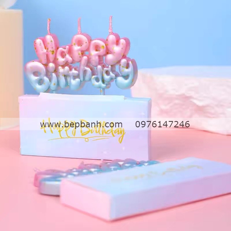 Nến Happy Birthday Xanh Hồng Nến Happy Birthday Xanh Hồng