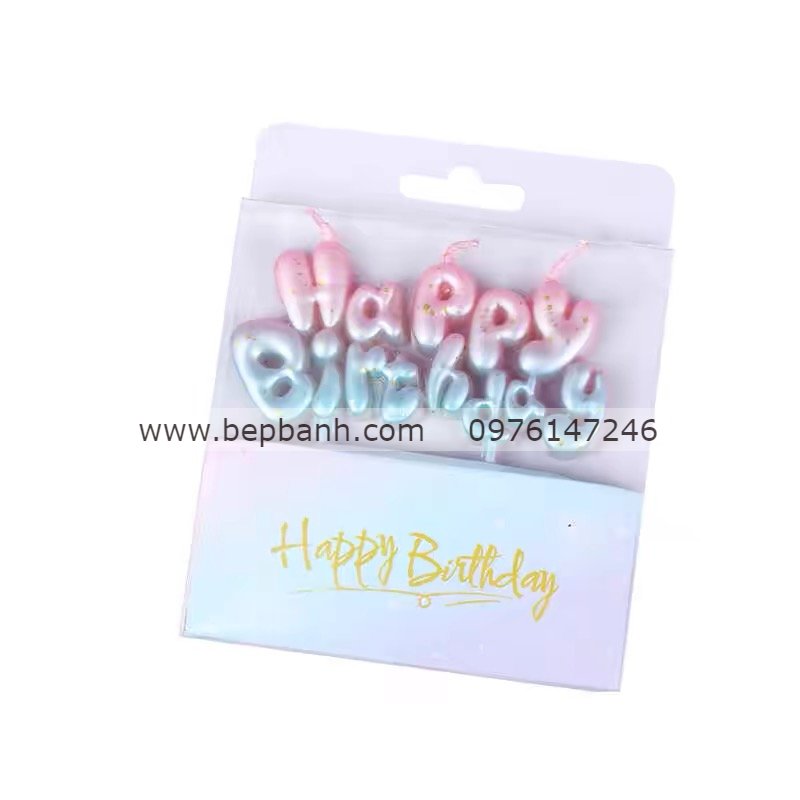 Nến Happy Birthday Xanh Hồng Nến Happy Birthday Xanh Hồng