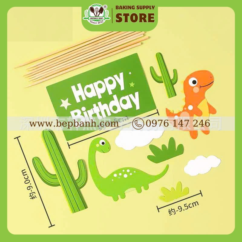 Topper cắm bánh - Birthday Khủng long Topper cắm bánh - Birthday Khủng long