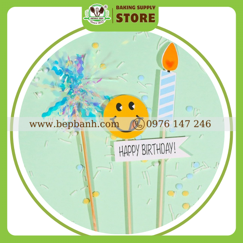 Topper cắm bánh - Birthday tua rua Topper cắm bánh - Birthday tua rua