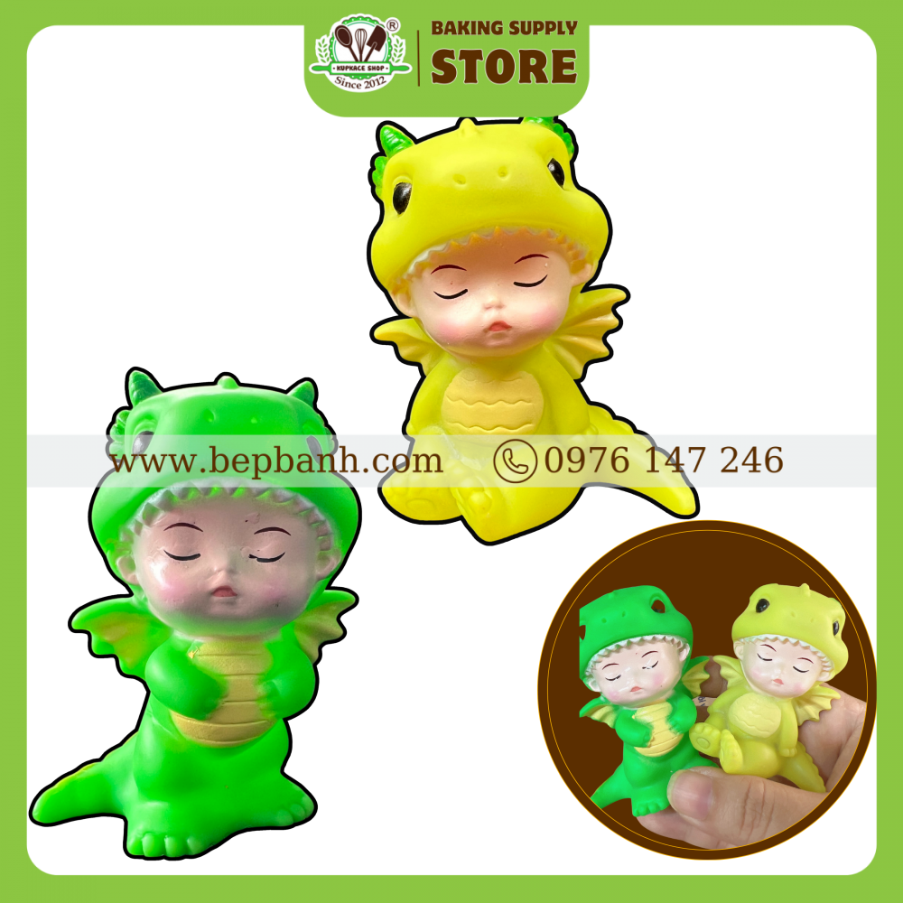 Trang trí bánh kem - em bé khủng long Trang trí bánh kem - em bé khủng long