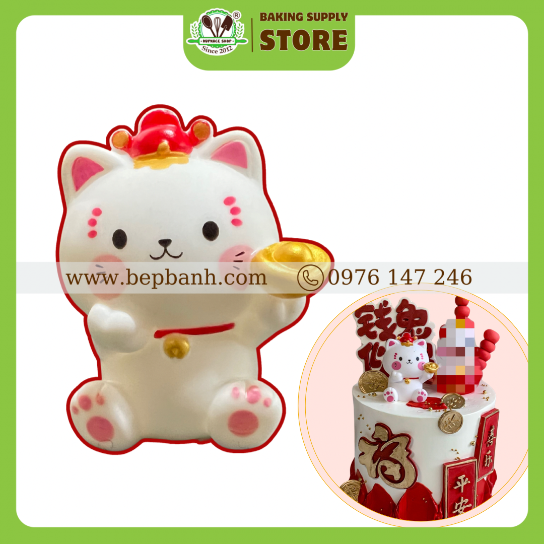 Trang trí bánh kem - mèo đội nón Trang trí bánh kem - mèo đội nón