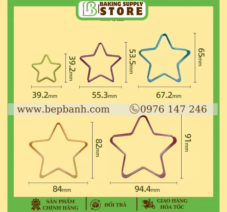 Bộ 5 nhấn nhựa sao