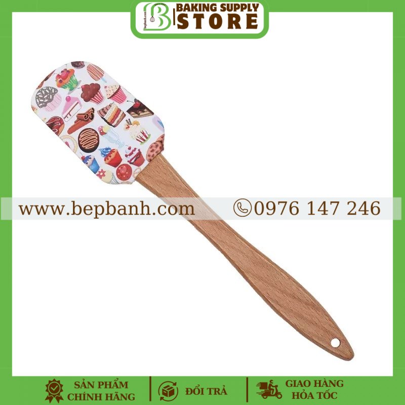 Cây vét Spatula cán gỗ 25 Cây vét Spatula cán gỗ 25