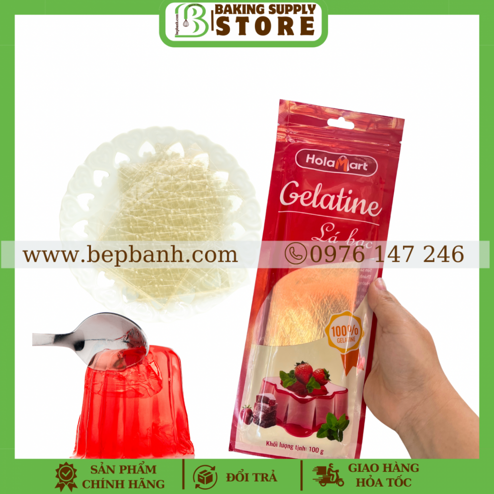 Gelatin lá bạc Hola 100gr Gelatin lá bạc Hola 100gr