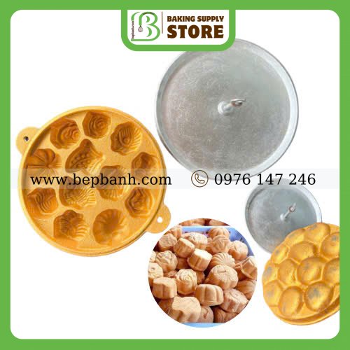 Khuôn bánh thuẫn / bông lan 12 bông gang vàng Khuôn bánh thuẫn / bông lan 12 bông gang vàng