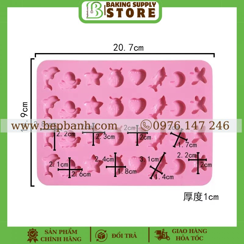 Khuôn silicon 32 sinh vật biển nhí Khuôn silicon 32 sinh vật biển nhí