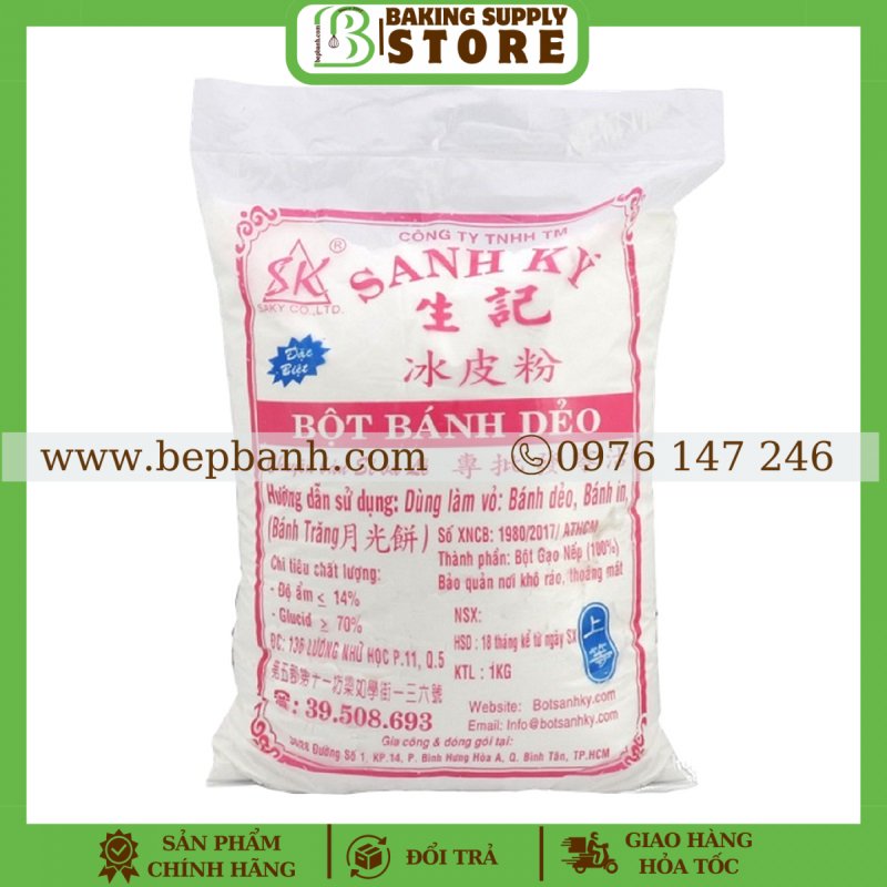 Bột bánh dẻo đặc biệt Sanh Ký Hồng 1kg Bột bánh dẻo đặc biệt Sanh Ký Hồng 1kg