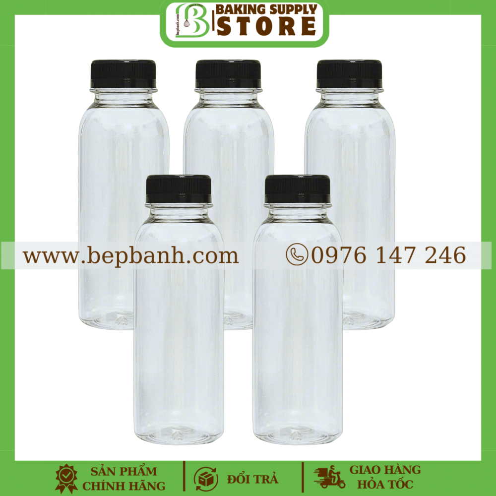 Chai nhựa tròn cổ rộng 330ml (5c)