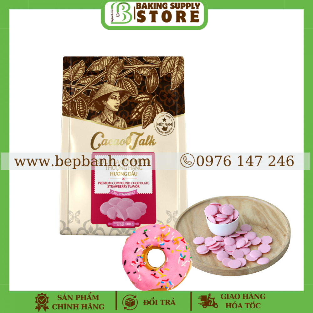 Chocolate nút Hồng dâu compound Cacao Talk 500gr