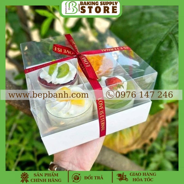 Hộp giấy nắp mica 4 ngăn Hộp giấy nắp mica 4 ngăn