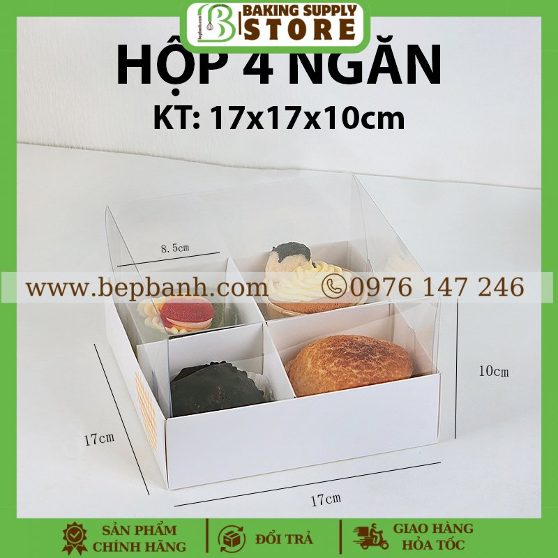 Hộp giấy nắp mica 4 ngăn Hộp giấy nắp mica 4 ngăn
